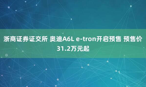 浙商证券证交所 奥迪A6L e-tron开启预售 预售价31.2万元起